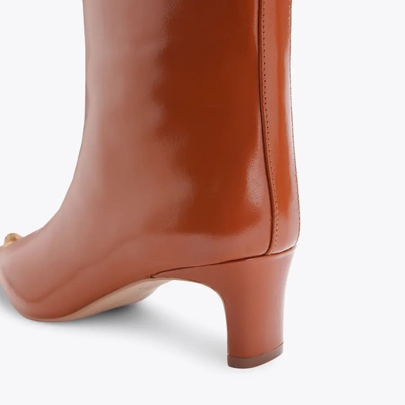 Kurt Geiger London Regent Cap-Toe Brown Patent Leather Ankle Boots Size 37/ 7 US - Picture 6 of 9